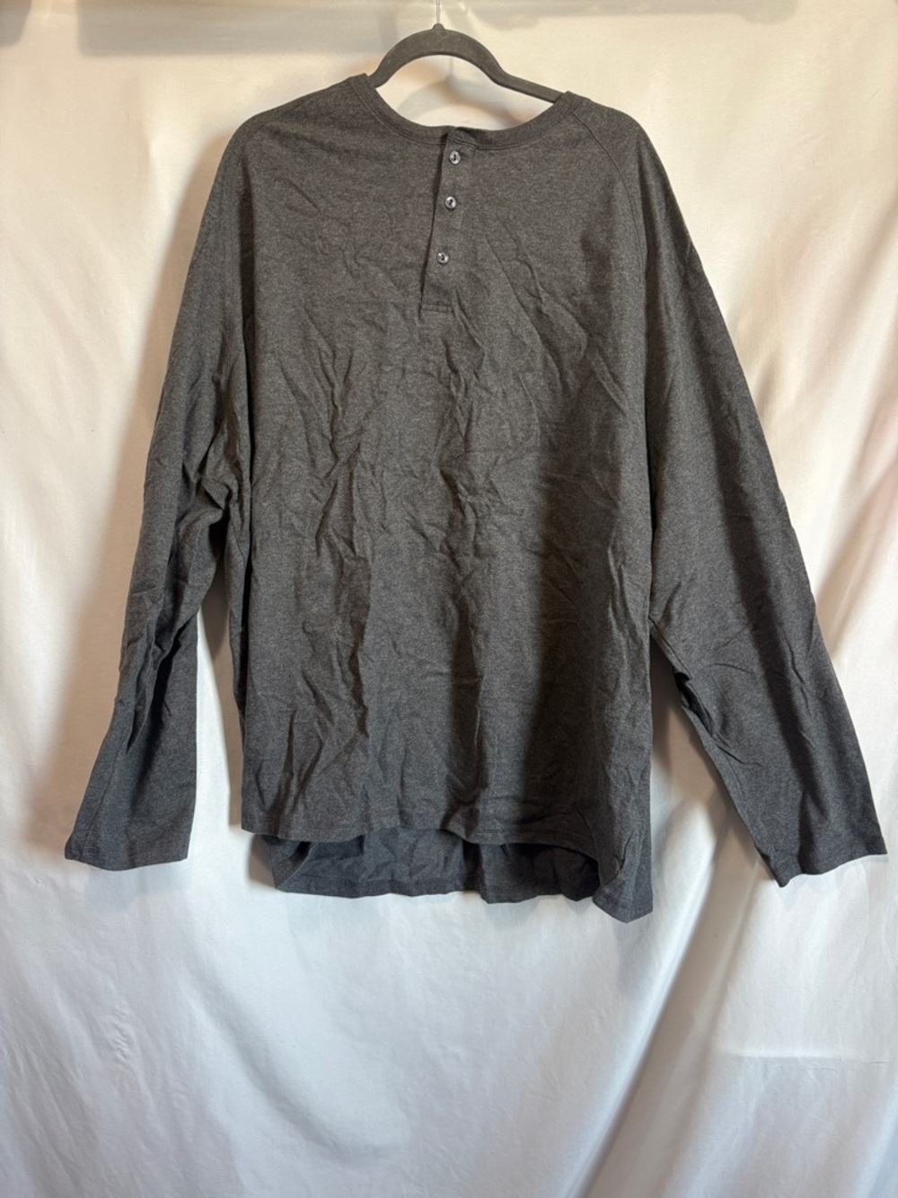 Amazon Essentials Men's Charcoal Henley Long-Sleeve Shirt